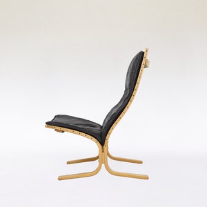 Vintage Black Leather Plywood Siesta Fiora Chair Ingmar Relling Westnofa Denmark 1960s Scandinavian Mid Century Modern Minimalist Furniture