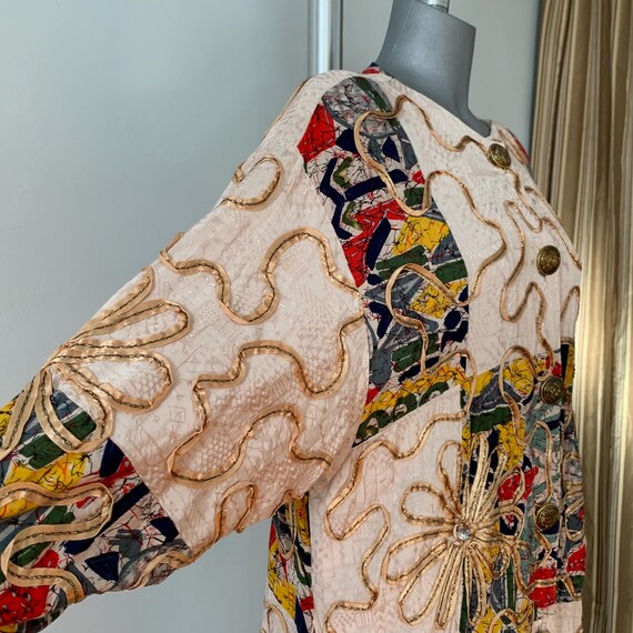 80s Vintage Patchwork Jacket & Pants Set With Art… - image 6