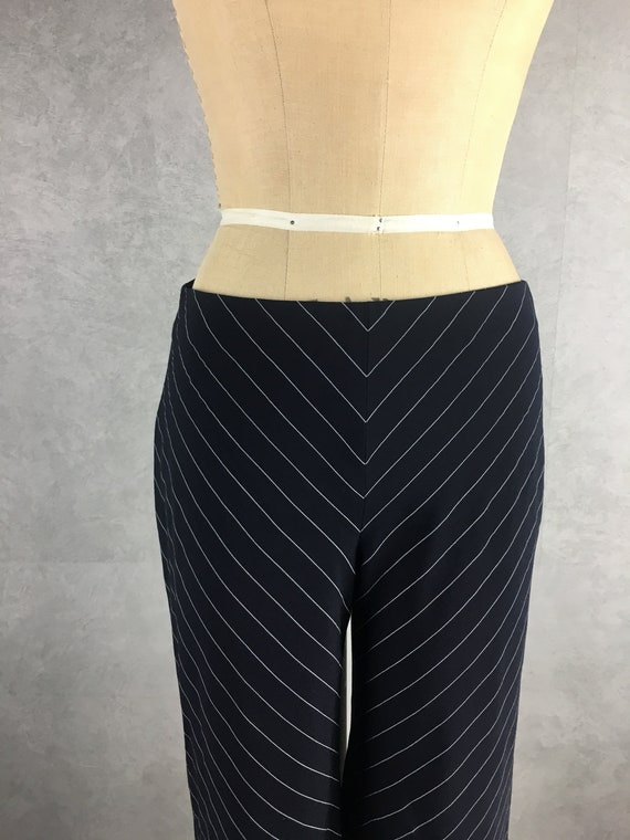 90's Vintage Wide Leg Pinstriped Knit Pants Very … - image 2