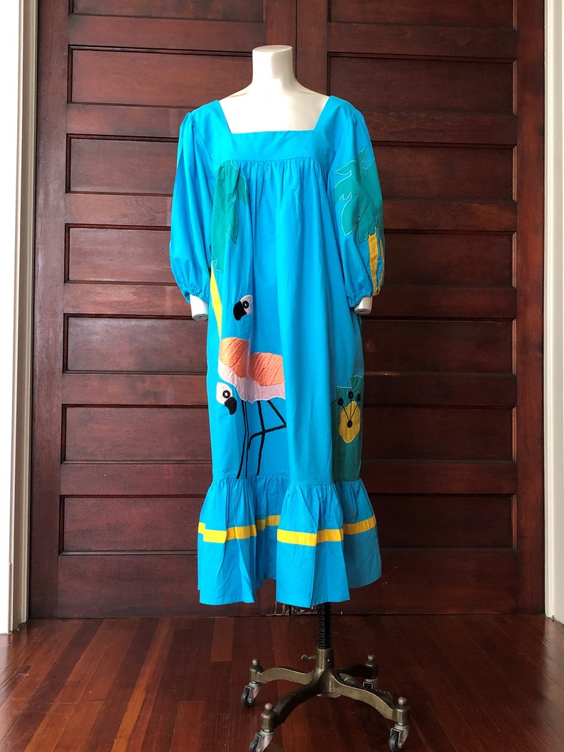 NWT 70s Ramona Rull Sundress Vintage Tent Dress Embroidered Turquoise ...