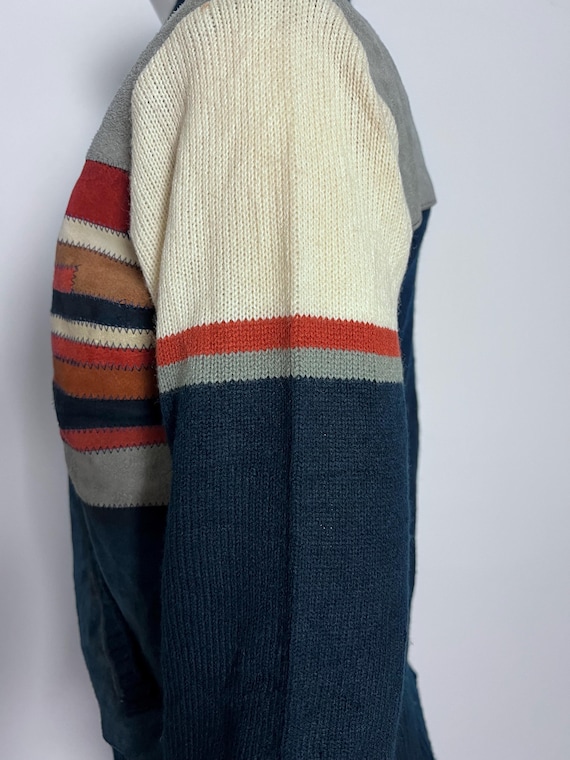 70s Split Suede & Knit Patchwork Jacket Unisex Zi… - image 7