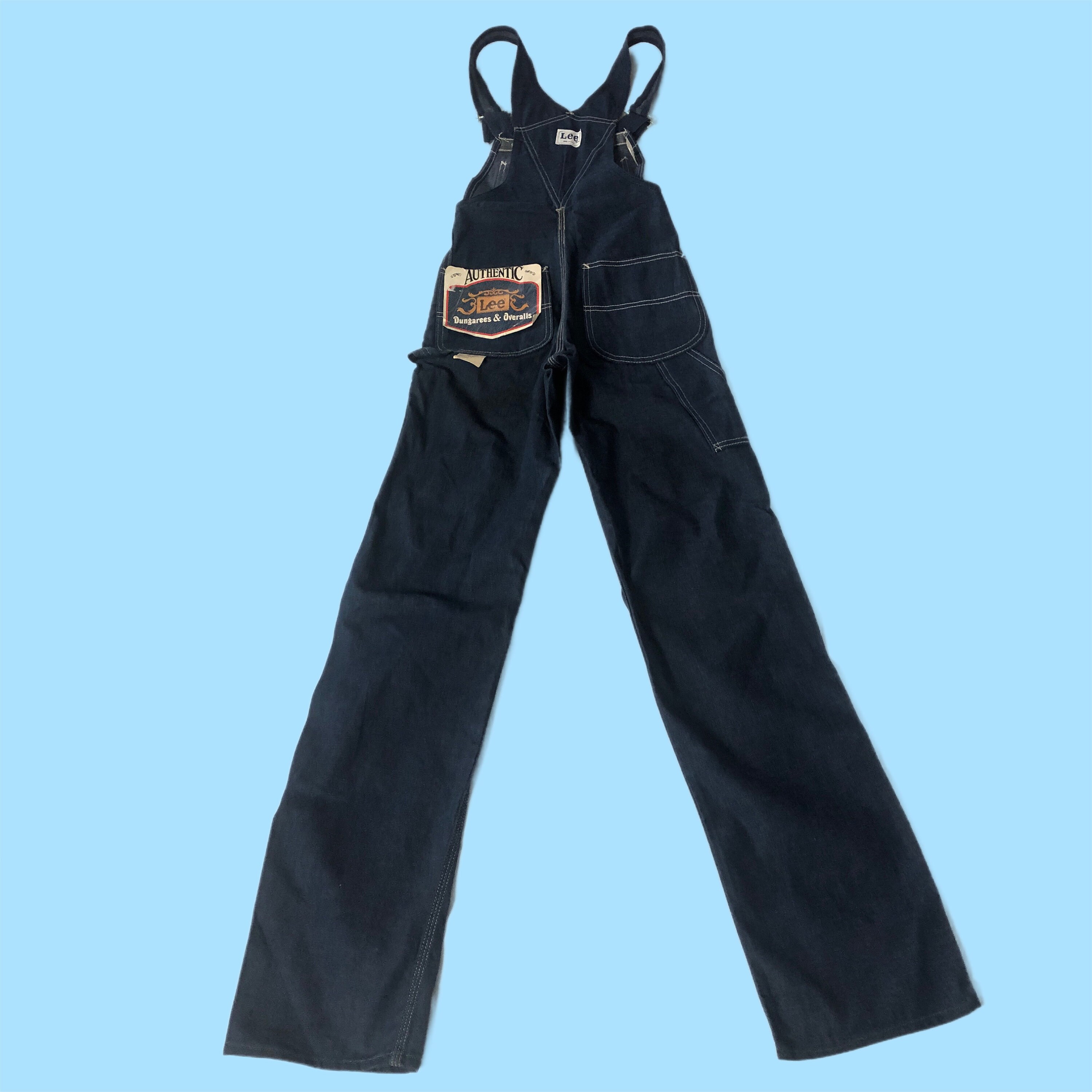 70s Vintage Lee Overalls Adjustable Straps Dungarees Denim Dark