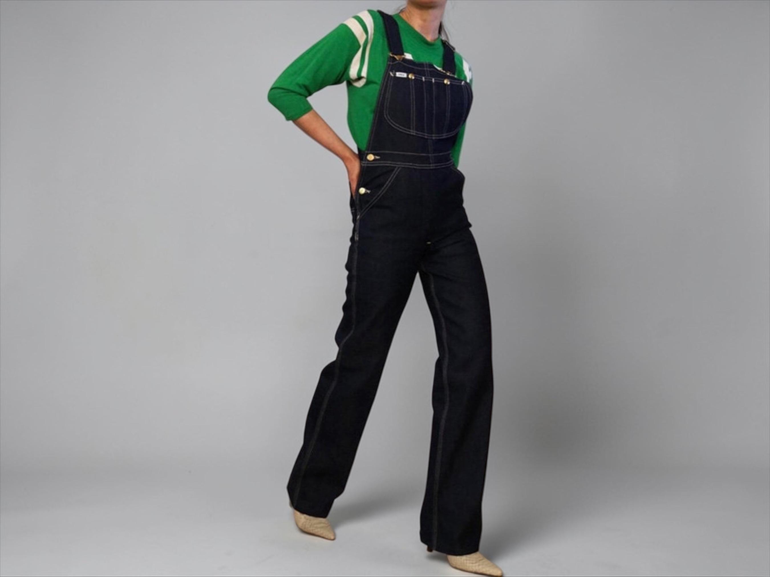 70s Vintage Lee Overalls Adjustable Straps Dungarees Denim Dark