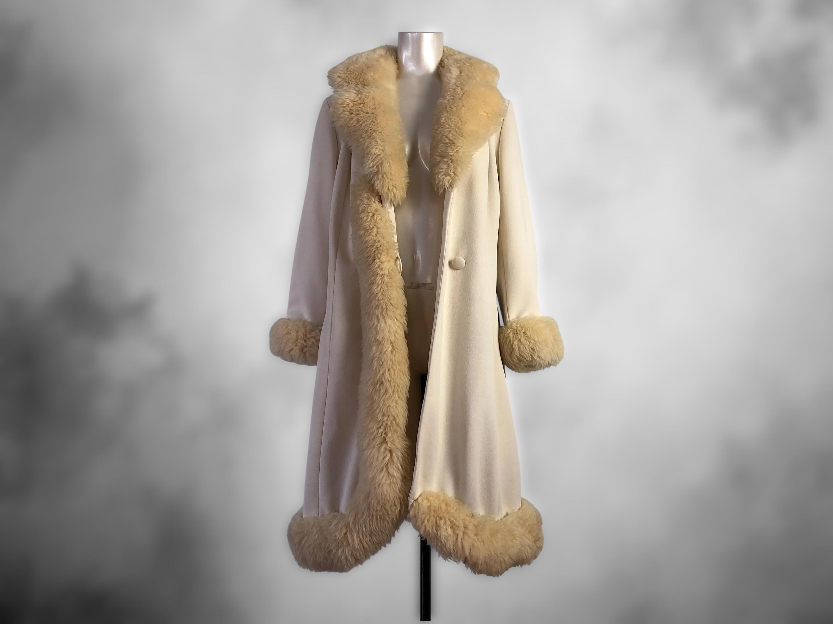 50s Hollywood Glam Faux Fur Ivory Coat Claralura Original