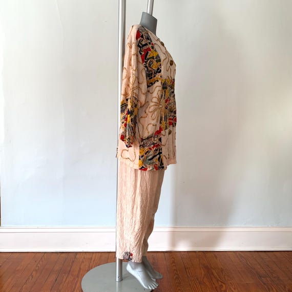 80s Vintage Patchwork Jacket & Pants Set With Art… - image 7