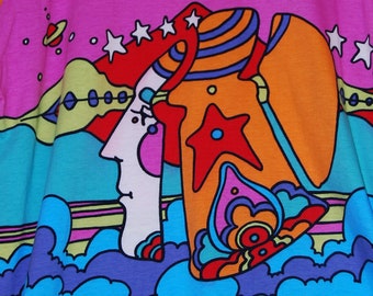Vintage Peter Max Psychedelic Long Sleeves T-shirt 100 Vintage Peter Max Psychedelic Long Sleeves T-shirt 100