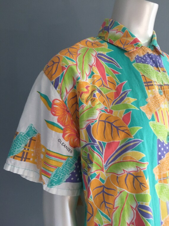 80's Unionbay Tropical Island Print Shirt Vintage… - image 6