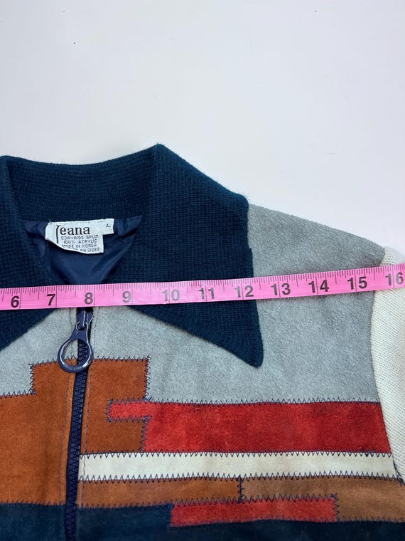 70s Split Suede & Knit Patchwork Jacket Unisex Zi… - image 11