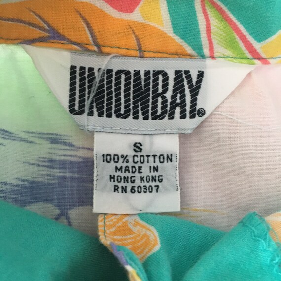 80's Unionbay Tropical Island Print Shirt Vintage… - image 8