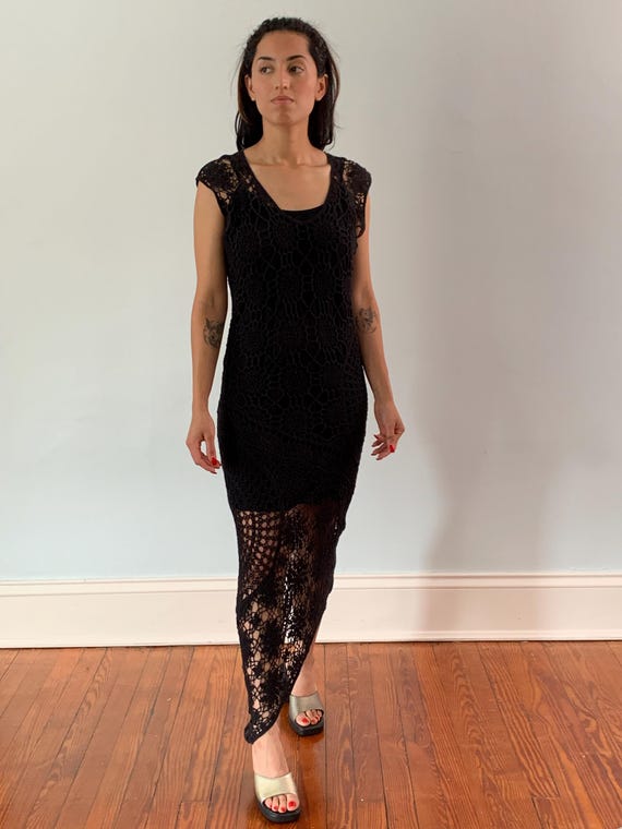 90s crochet dress 90s Crochet Gauze Dress