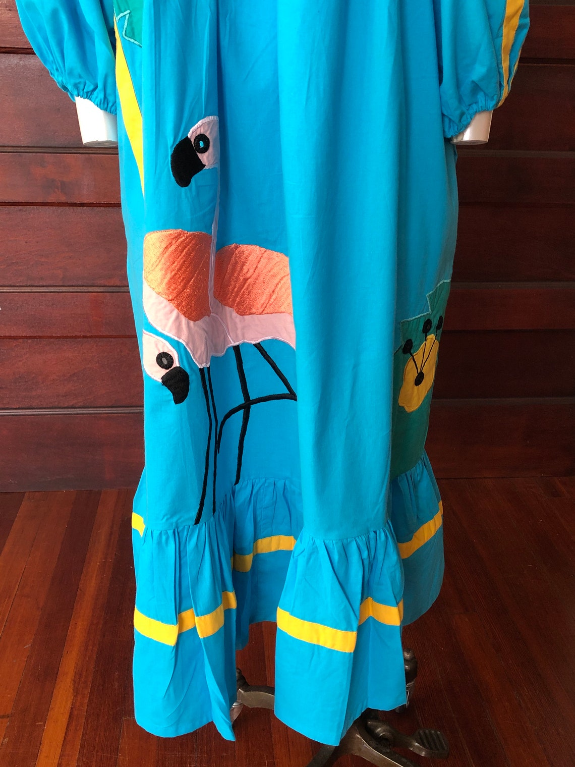 NWT 70s Ramona Rull Sundress Vintage Tent Dress Embroidered Turquoise ...