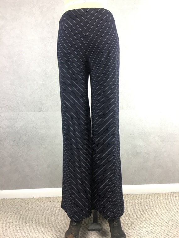 90's Vintage Wide Leg Pinstriped Knit Pants Very … - image 6