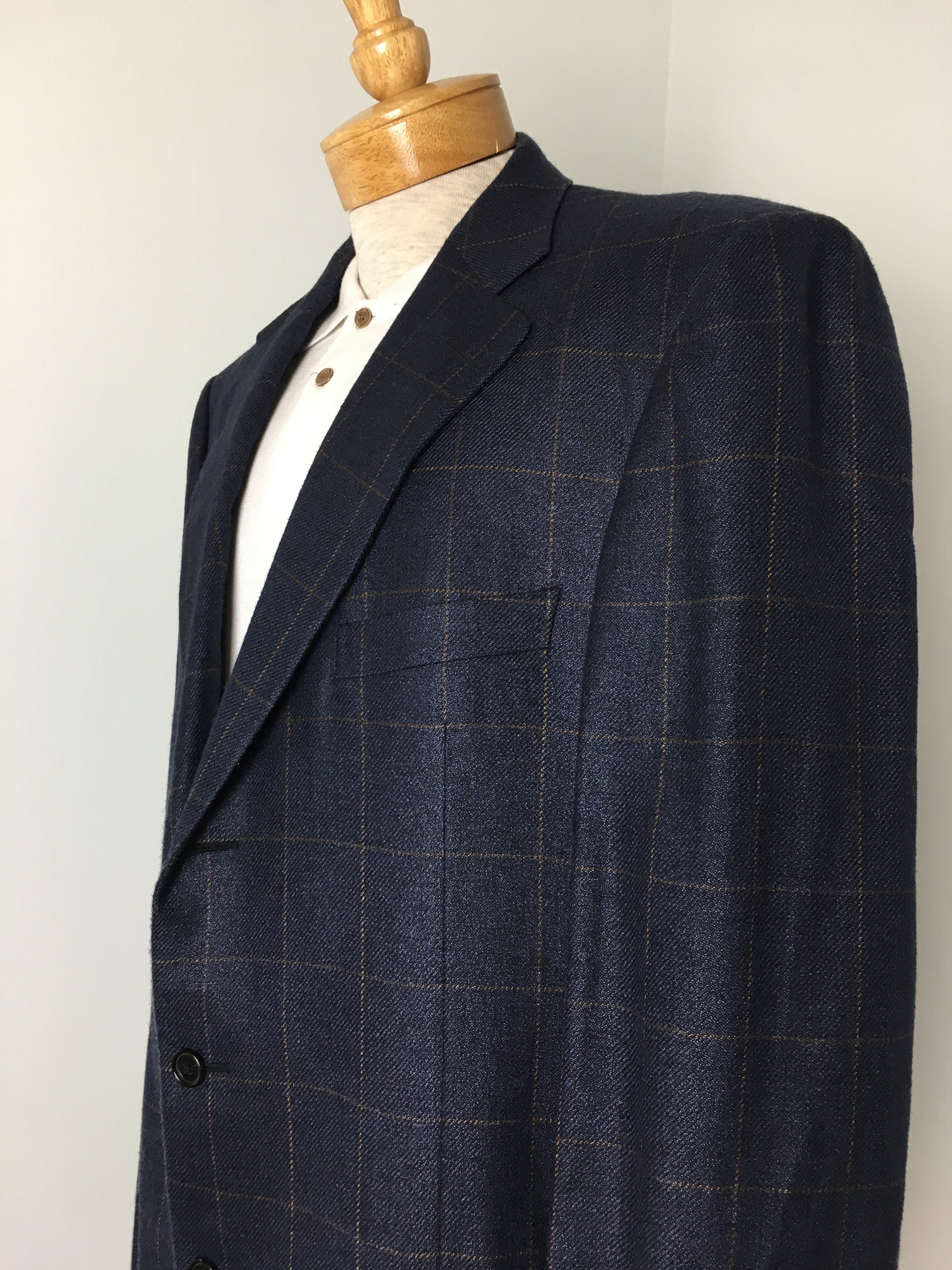 Vintage Ermenegildo Zegna Navy Windowpane Plaid Sport Coat - Etsy