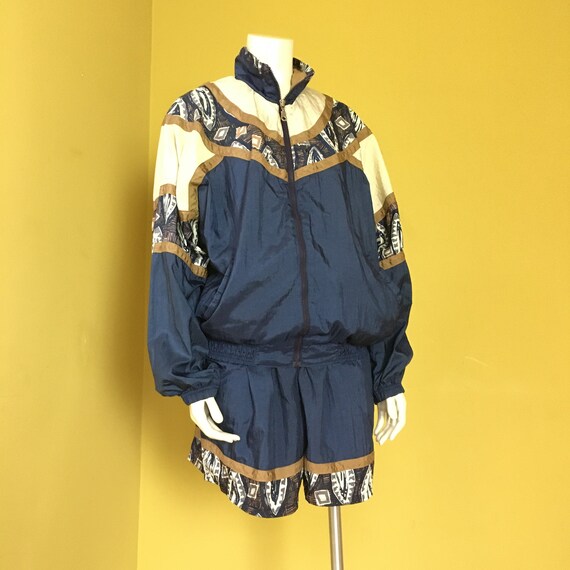 Tribal Windbreaker & Shorts Set 80's Vintage Ethni