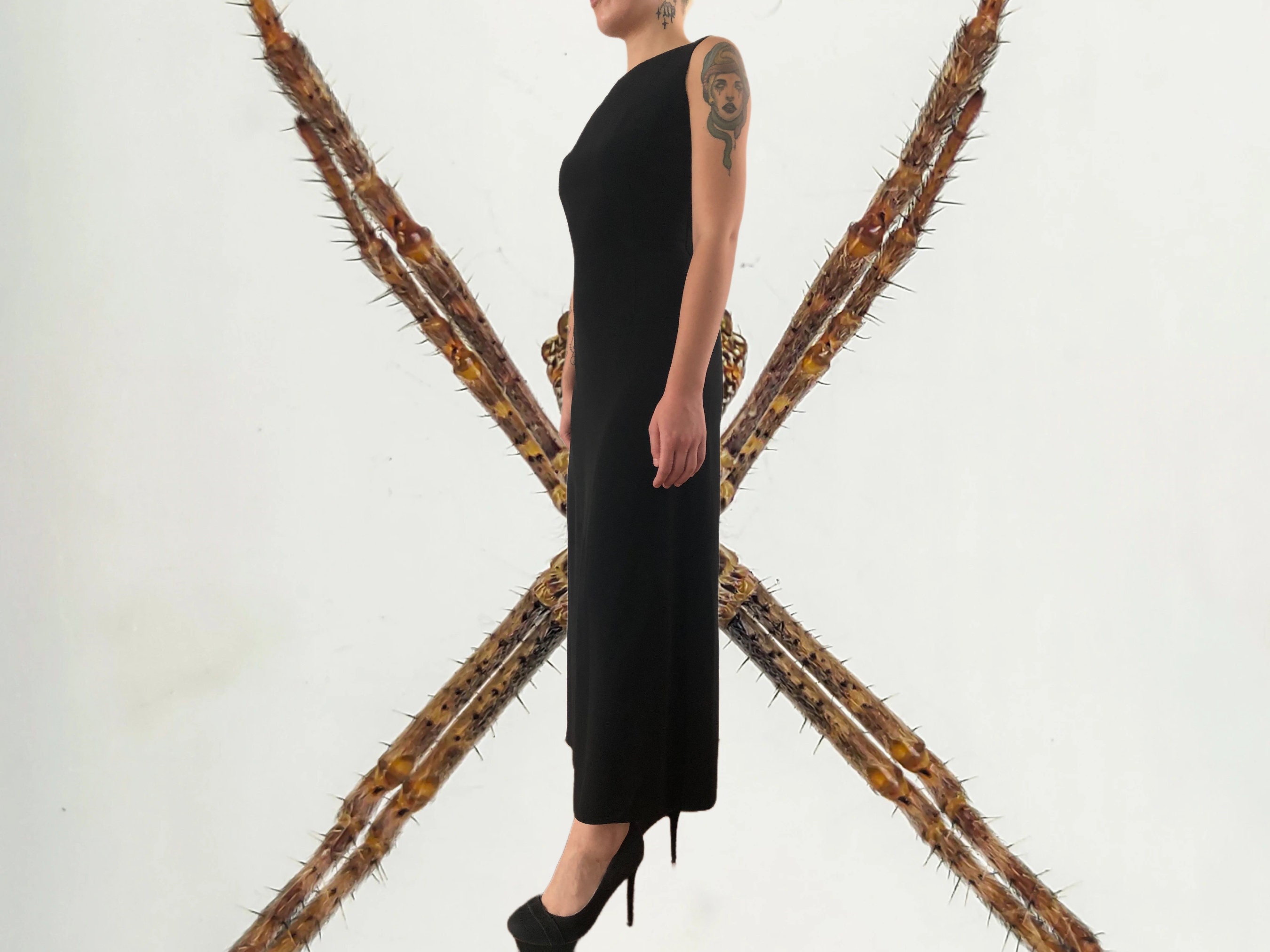 90s Max Mara Pianoforte Black Dress Sleeveless Eveningwear Sparkly