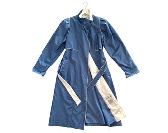 Vintage 80s Blue Wool Coat: Double Breasted Short Jacket - Etsy