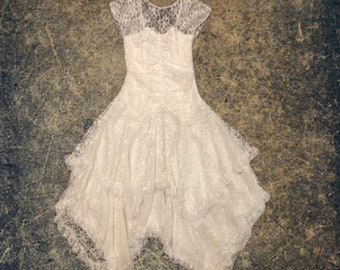 80's Frederick's Of Hollywood Vintage White Lace Overlay Dress