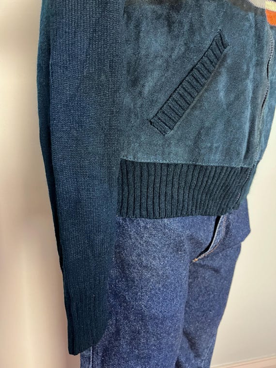 70s Split Suede & Knit Patchwork Jacket Unisex Zi… - image 4