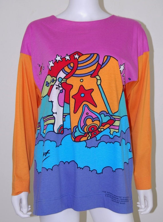 Vintage Peter Max Psychedelic Long Sleeves T-shirt 100 Vintage Peter Max Psychedelic Long Sleeves T-shirt 100