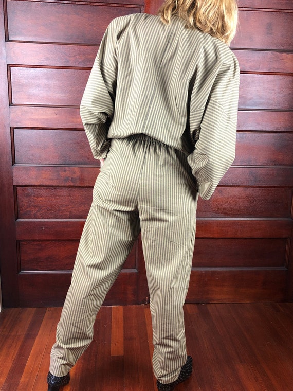 80's PG Collections Striped Khaki Cotton Boilersu… - image 4