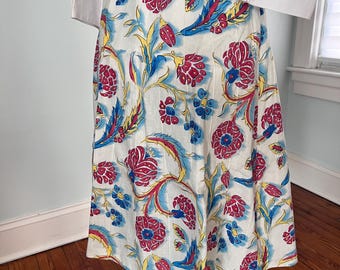 Vintage Celine Linen Skirt White Multicolor 100% Linen Paisley