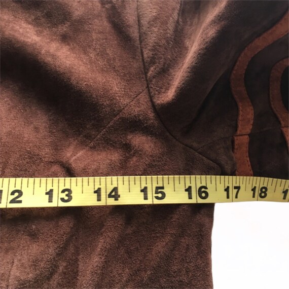 Vintage Brown Suede Patchwork Jacket Orange Detai… - image 7