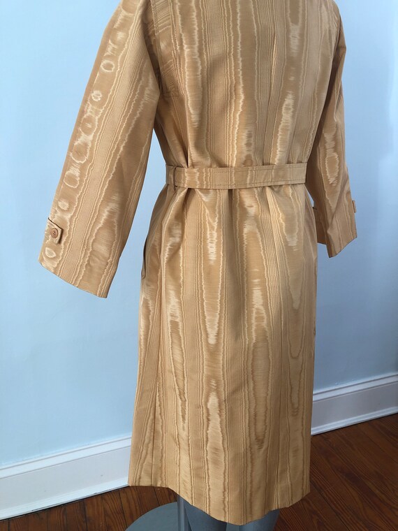 60’s 70’s Vintage Moire Yellow Gold Belted Coat C… - image 8