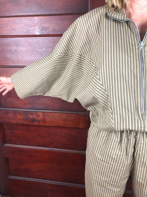 80's PG Collections Striped Khaki Cotton Boilersu… - image 3