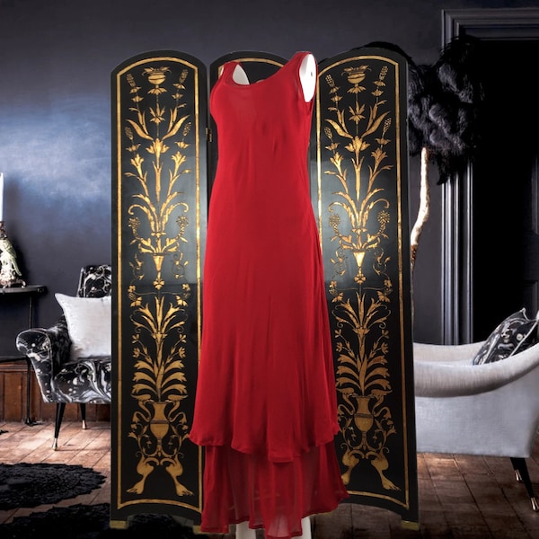 Vintage Apart Layered Red Chiffon Dress