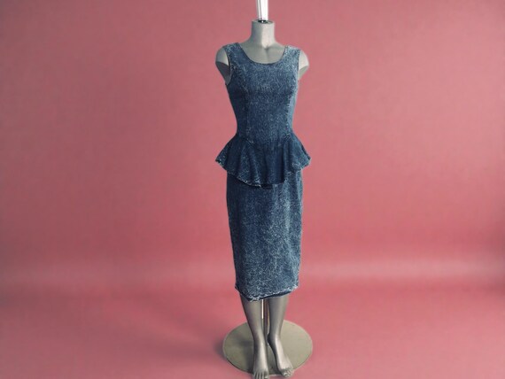 acid blue dress Denim Flare Mini Dress
