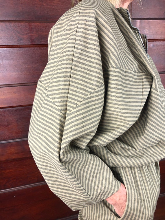 80's PG Collections Striped Khaki Cotton Boilersu… - image 2