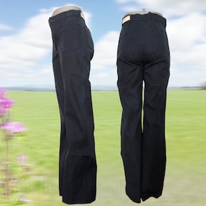 70er Jahre Vintage Jeans Naval Denim Schlaghosen Sailor Jeans Für Frauen Denim Latzhose Damen 1970er Jahre High Waist Jeans Dead Stock