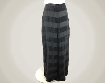 Pantalones de pierna ancha estilo años 90 de terciopelo, rayón y malla, negros, transparentes, a rayas, minimalistas y elegantes, talla grande.