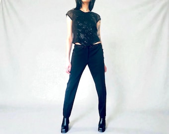 90s Black Glitter Pants And Top Matching Bottoms And Blouse By Bebe Deadstock