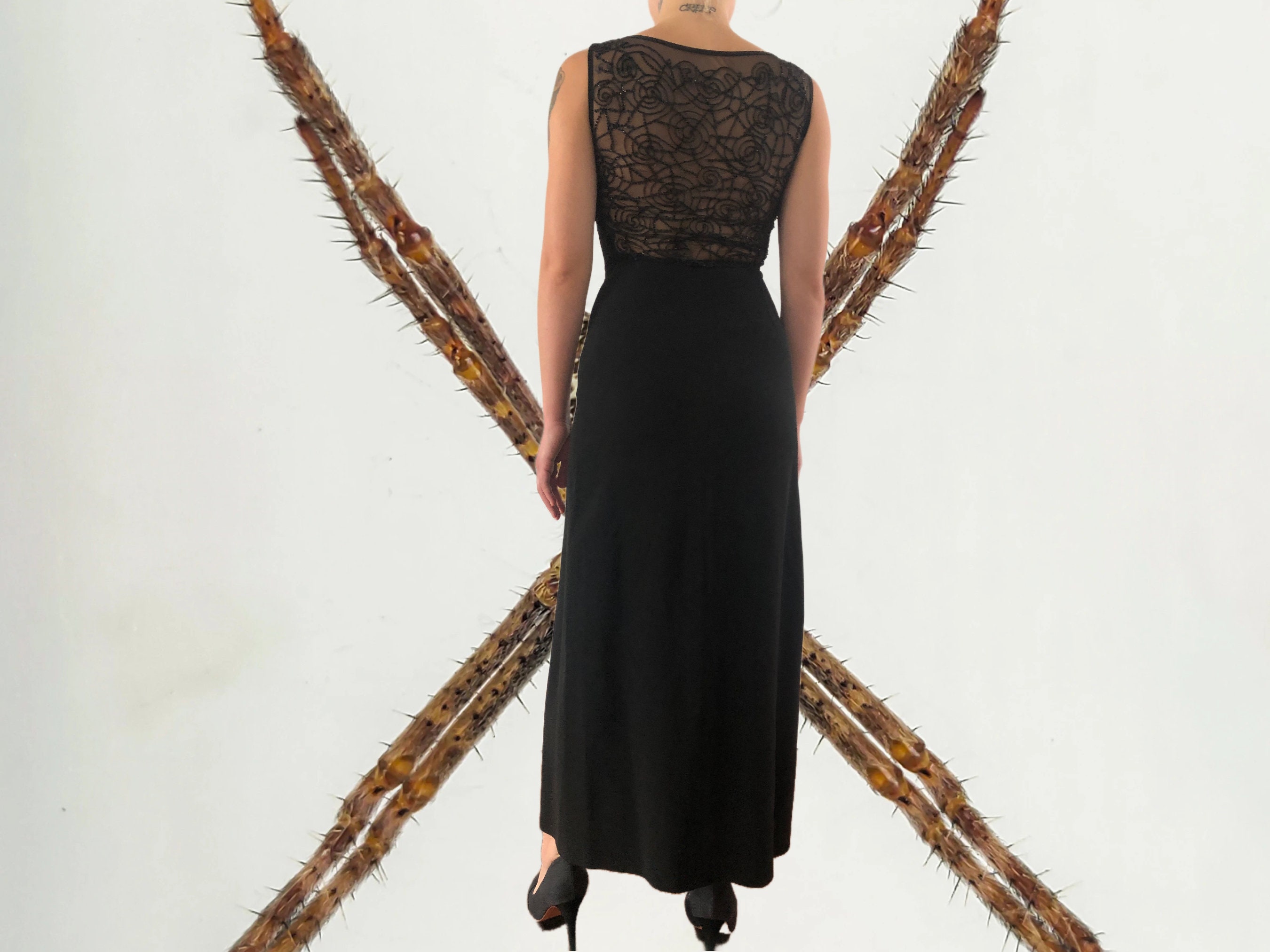 90's Vintage Max Mara Pianoforte Sparkle Sheer Back Dress