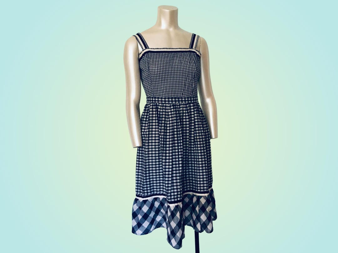 60's Blue Summer Dress with Round Pattern main image 0