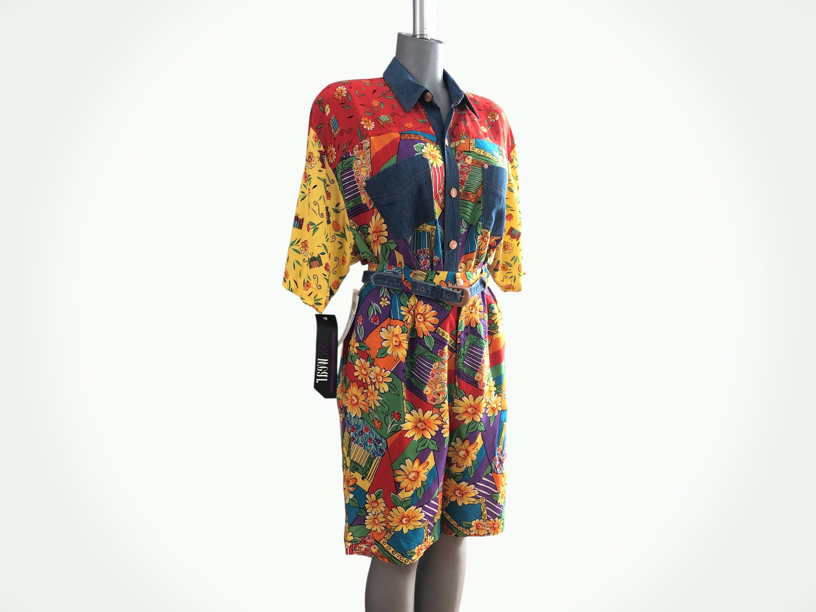 Vintage 80s Floral Patchwork Shirt and Shorts Set, Grannycore