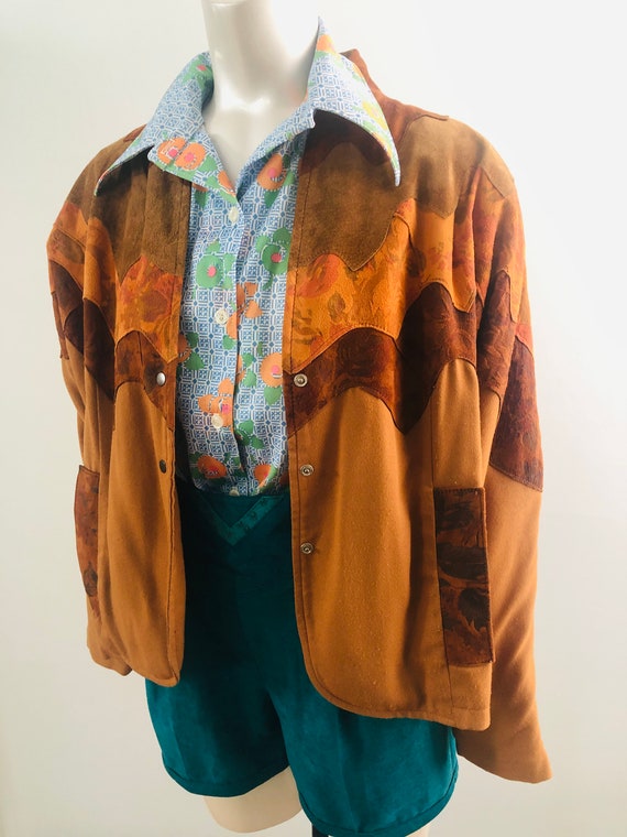 70s Vintage Mod Pointy Collar Button Down Nylon Shirt for