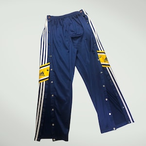 90s Adidas Tear Away Pants Heavy Polyester Men's Medium Dark Blue
