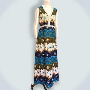 50年代ヴィンテージ バーククロス ティキ ガウン、シェル＆ラインストーン装飾 アトミック ドレス