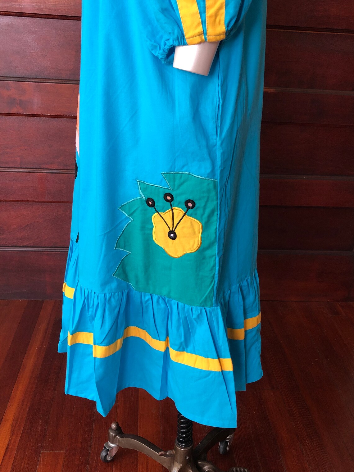 NWT 70s Ramona Rull Sundress Vintage Tent Dress Embroidered Turquoise ...