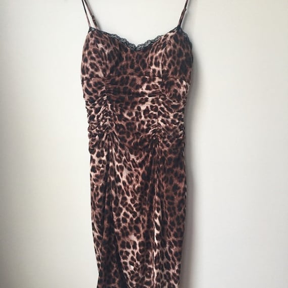 Vintage Leopard Bustier Dress Wiggle Bombshell An… - image 2