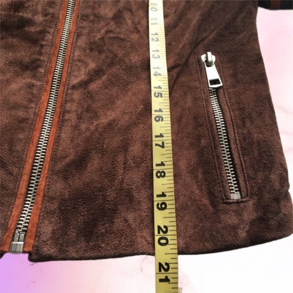 Vintage Brown Suede Patchwork Jacket Orange Detai… - image 8