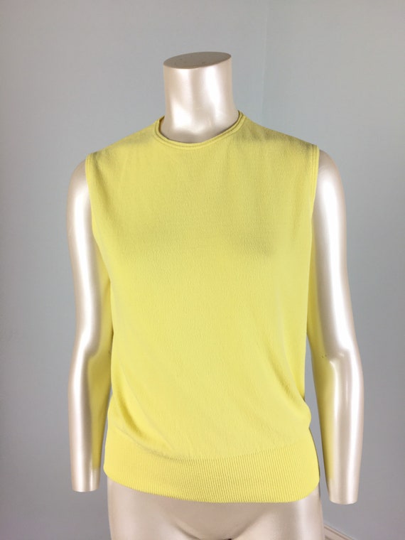 60's Nylon Tank Top in Bold Bright Yellow Vintage… - image 10