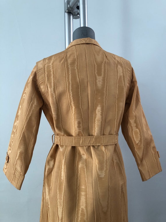 60’s 70’s Vintage Moire Yellow Gold Belted Coat C… - image 6