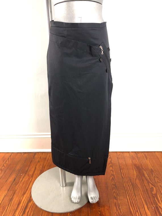 Vintage French Avant Garde Black Asymmetric Skirt… - image 2