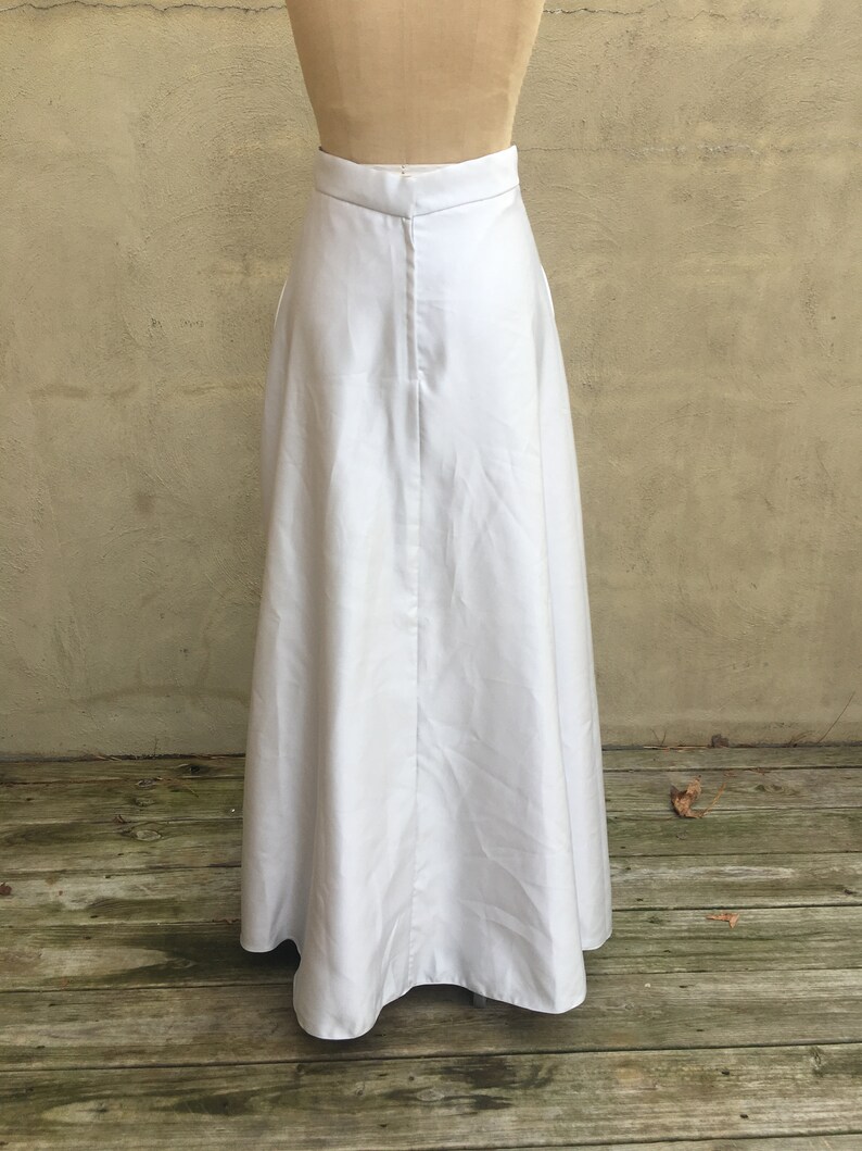 90's Floor Length Satin A-Line Skirt Grey Oyster Shell 5/6 Small image 4