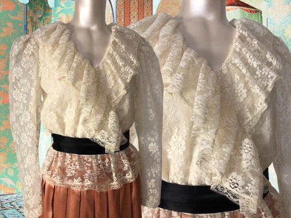 50's 60's Saks Fifth Avenue Vintage Belted Lace B… - image 4
