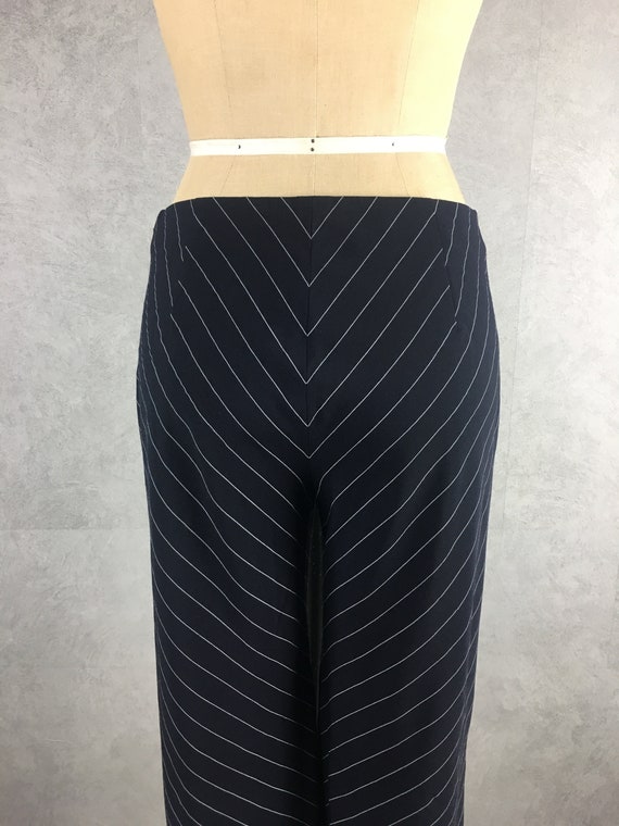 90's Vintage Wide Leg Pinstriped Knit Pants Very … - image 3