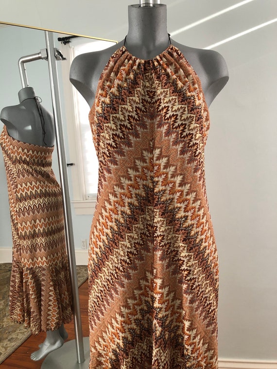 90's Vintage Nylon Crochet Mesh Knit Orange Brown 